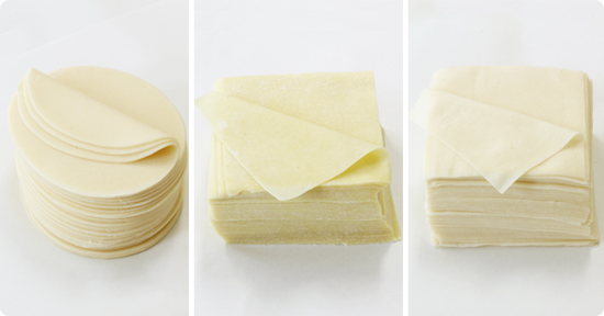 餃子の皮、ワンタンの皮、シュウマイの皮